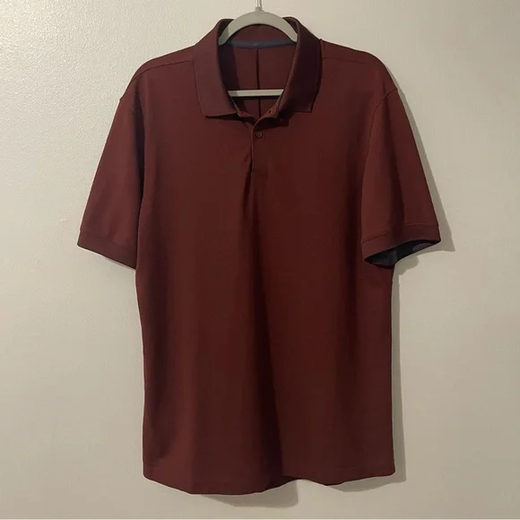 Lululemon Athletica Men's Tech Pique Polo Shirt Golf Classic Mahogany Red sz L - Picture 4 of 10
